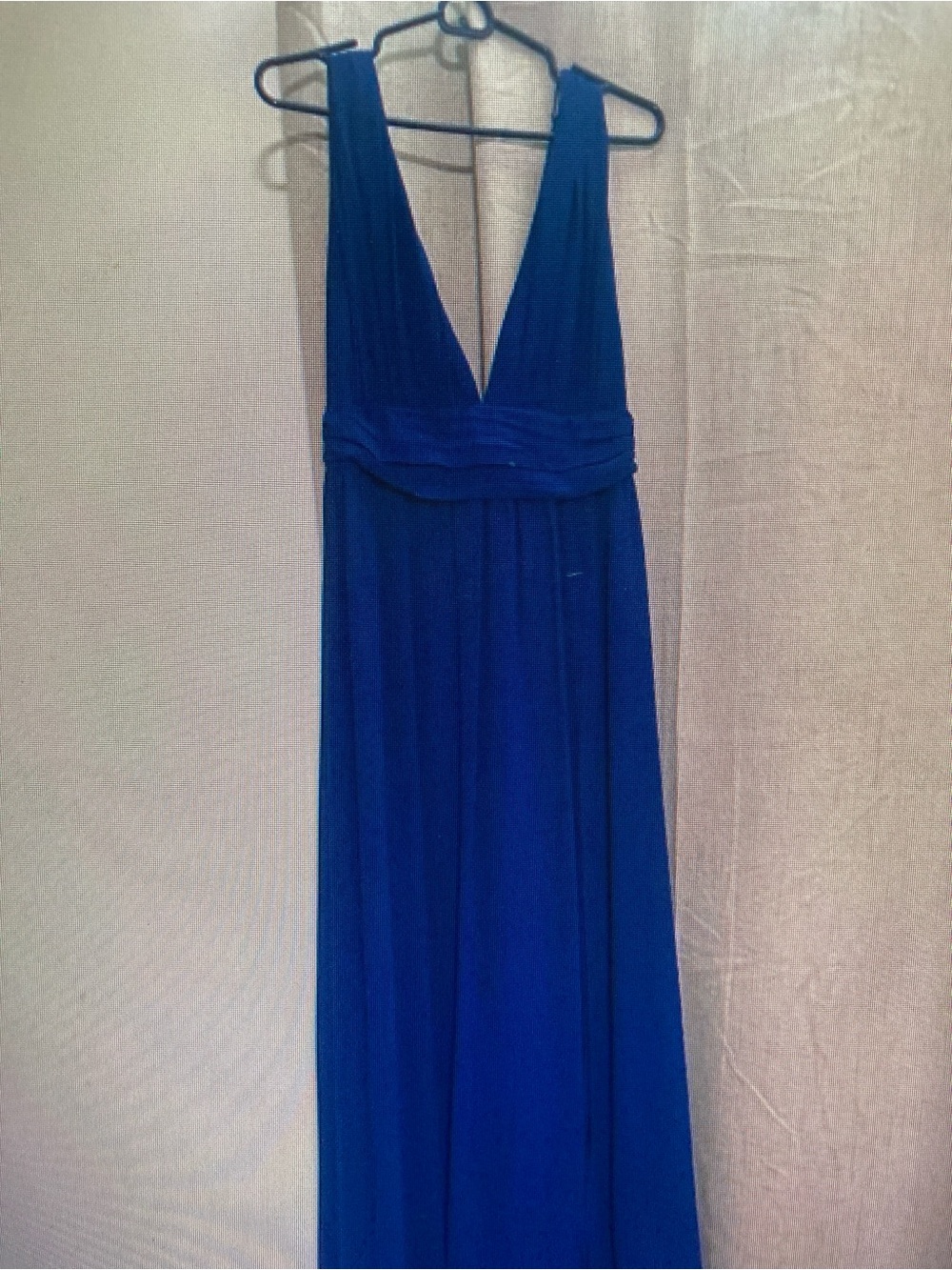 Deep Blue Plunging V-Neck Maxi Dress